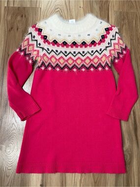 Gymboree Fuchsia Fair Isle Knit Sweater Dress - Girls size 6